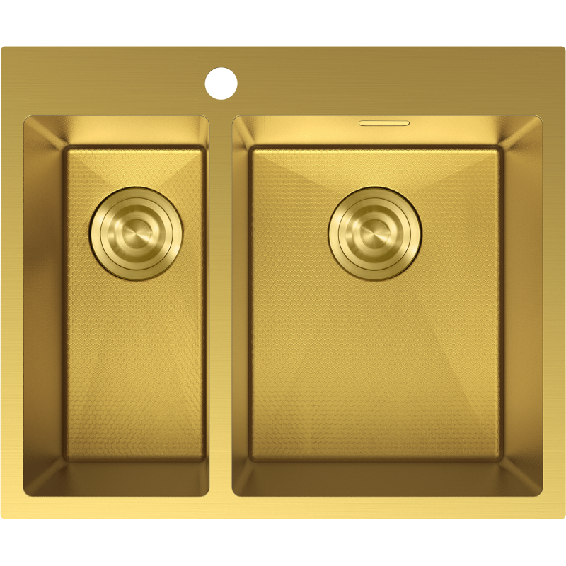 Mexen Flexo nerezový dřez 1,5-komorový 610 x 510 mm, zlatý HC - 6446611500-55HC