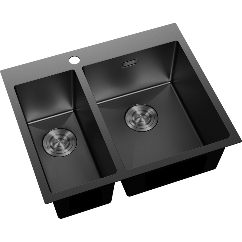 Mexen Flexo ocelový dřez 1,5-komorový 610 x 510 mm, černý - 6446611500-70
