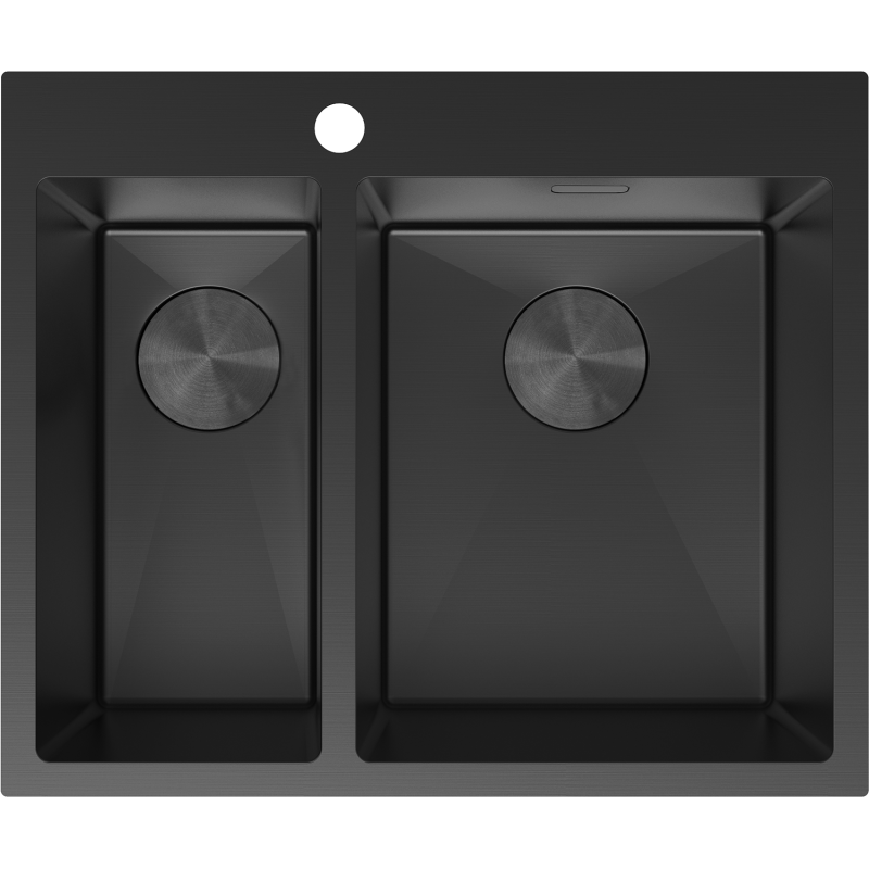 Mexen Flexo ocelový dřez 1,5-komorový 610 x 510 mm, černý - 6446611500-70