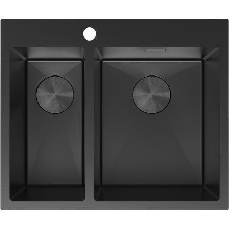 Mexen Flexo ocelový dřez 1,5-komorový 610 x 510 mm, černý - 6446611500-70