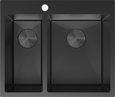 Mexen Flexo ocelový dřez 1,5-komorový 610 x 510 mm, černý - 6446611500-70