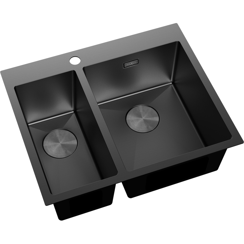 Mexen Flexo ocelový dřez 1,5-komorový 610 x 510 mm, černý - 6446611500-70