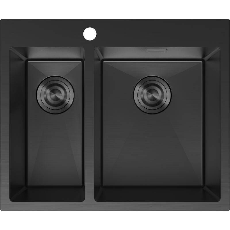 Mexen Flexo ocelový dřez 1,5-komorový 610 x 510 mm, černý - 6446611500-70