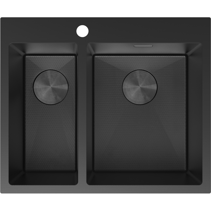 Mexen Flexo nerezový dřez 1,5-komorový 610 x 510 mm, černý HC - 6446611500-70HC