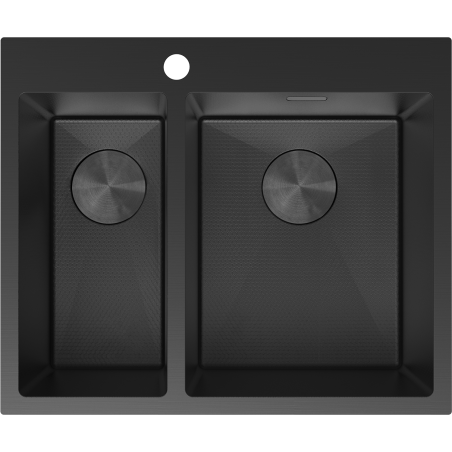 Mexen Flexo nerezový dřez 1,5-komorový 610 x 510 mm, černý HC - 6446611500-70HC