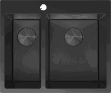 Mexen Flexo nerezový dřez 1,5-komorový 610 x 510 mm, černý HC - 6446611500-70HC