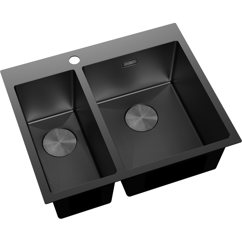 Mexen Flexo nerezový dřez 1,5-komorový 610 x 510 mm, černý HC - 6446611500-70HC