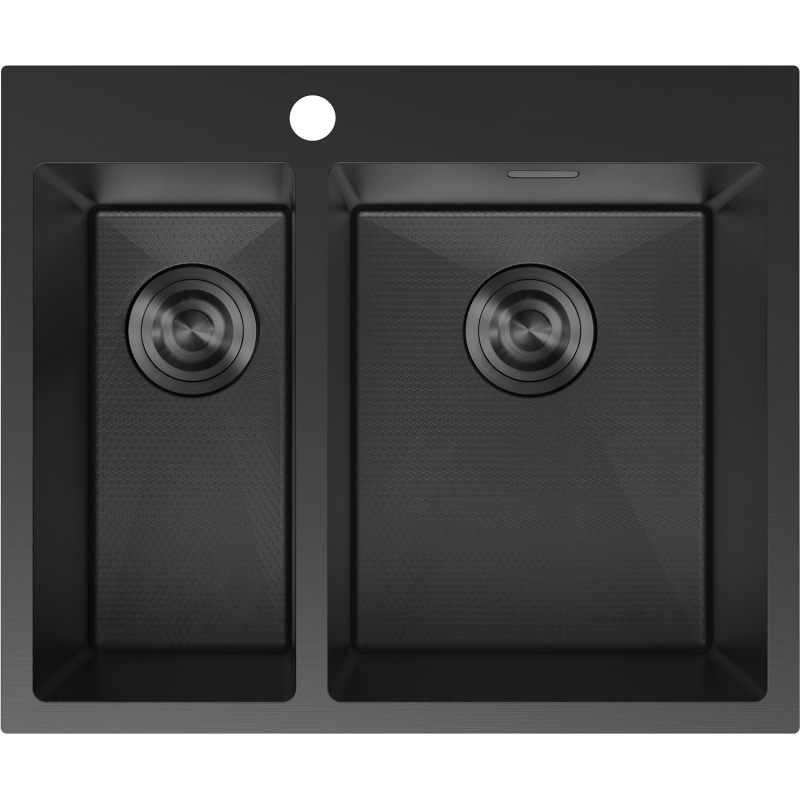 Mexen Flexo nerezový dřez 1,5-komorový 610 x 510 mm, černý HC - 6446611500-70HC