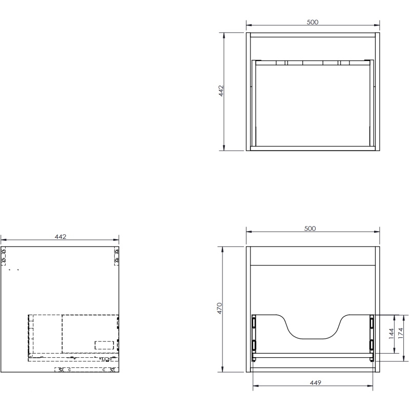 Mexen Orio koupelnová skříňka pod umyvadlo 50 cm, 1 zásuvka, černý lesk - 91A10-05047-1-BF70