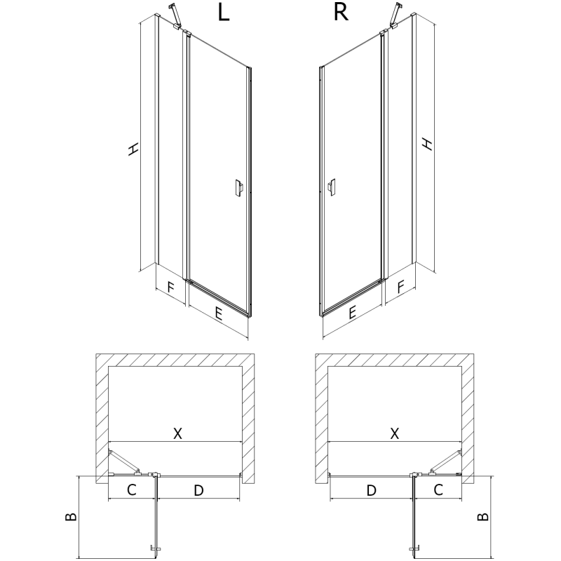 Mexen Mist sprchové dveře otočné pravé 70 cm, černá mřížka, černé - 8A4-070-000-70-77-P