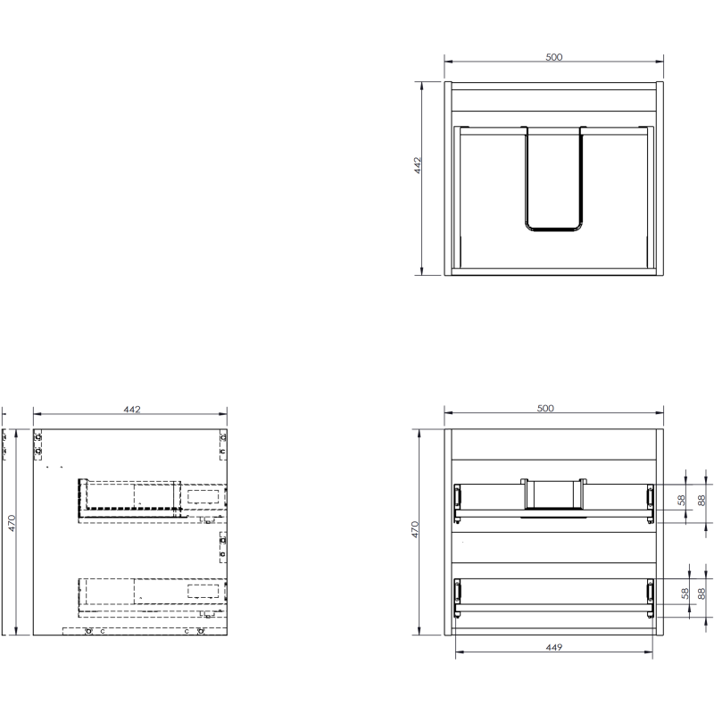 Mexen Orio koupelnová skříňka pod umyvadlo 50 cm, 2 zásuvky, bílá matná - 91A10-05047-2-BFF01
