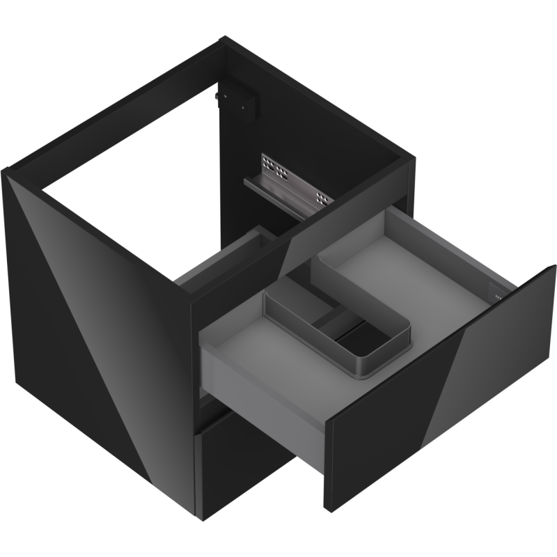 Mexen Orio koupelnová skříňka pod umyvadlo 50 cm, 2 zásuvky, černý lesk - 91A10-05047-2-BFF70