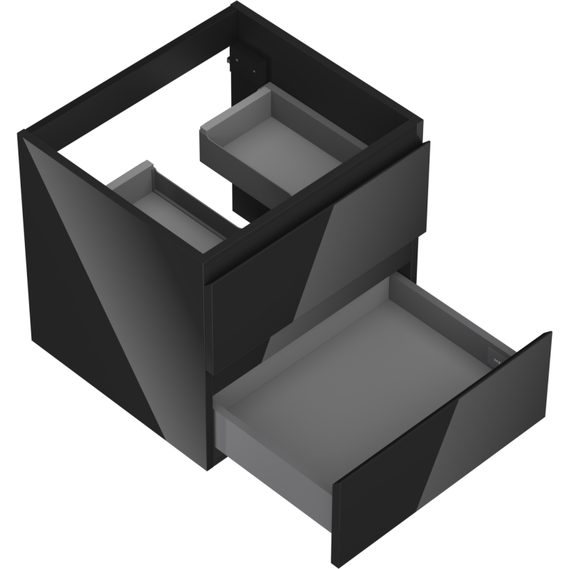 Mexen Orio koupelnová skříňka pod umyvadlo 50 cm, 2 zásuvky, černý lesk - 91A10-05047-2-BFF70
