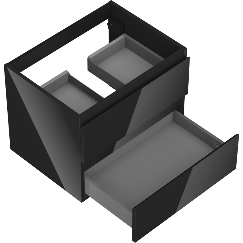 Mexen Orio koupelnová skříňka pod umyvadlo 60 cm, 2 zásuvky, černý lesk - 91A10-06047-2-BFF70