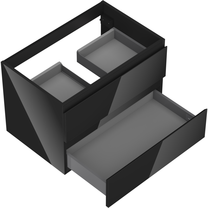Mexen Orio koupelnová skříňka pod umyvadlo 70 cm, 2 zásuvky, černý lesk - 91A10-07047-2-BFF70