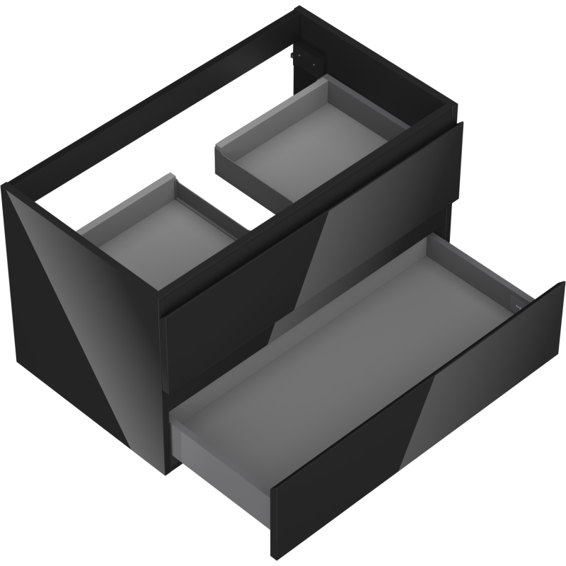 Mexen Orio koupelnová skříňka pod umyvadlo 80 cm, 2 zásuvky, černý lesk - 91A10-08047-2-BFF70