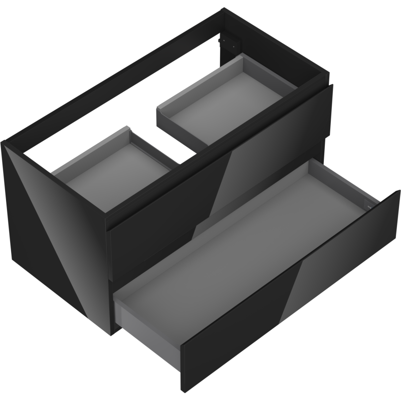 Mexen Orio koupelnová skříňka pod umyvadlo 90 cm, 2 zásuvky, černý lesk - 91A10-09047-2-BFF70