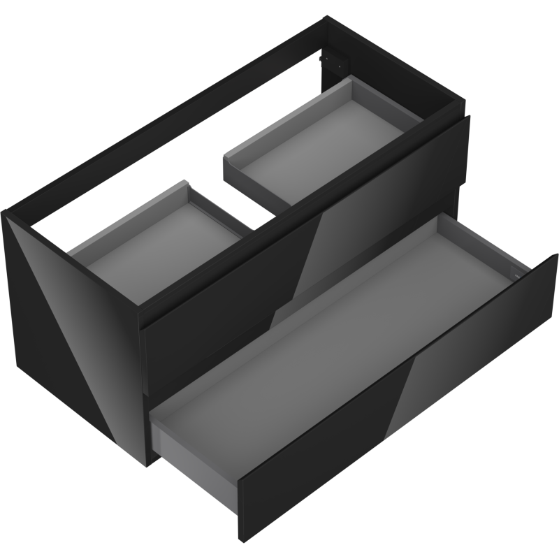 Mexen Orio koupelnová skříňka pod umyvadlo 100 cm, 2 zásuvky, černý lesk - 91A10-10047-2-BFF70