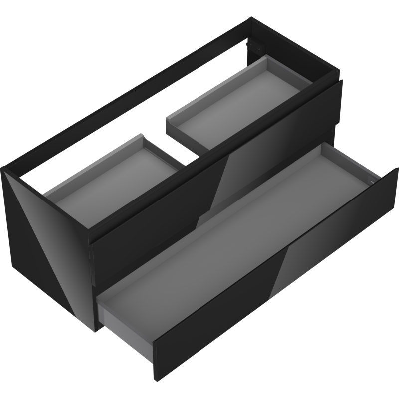 Mexen Orio koupelnová skříňka pod umyvadlo 120 cm, 2 zásuvky, černý lesk - 91A10-12047-2-BFF70