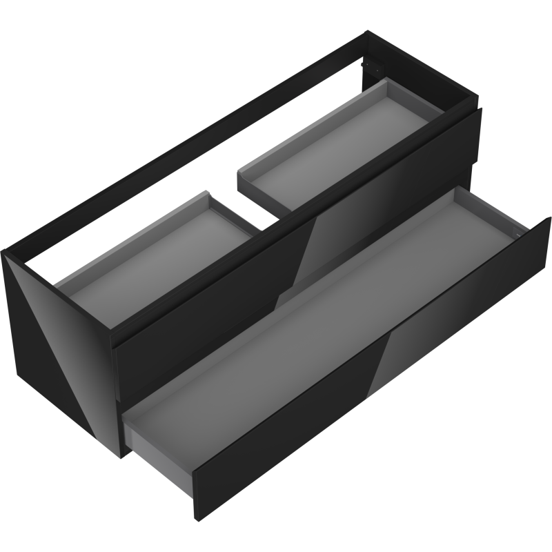 Mexen Orio koupelnová skříňka pod umyvadlo 140 cm, 2 zásuvky, černý lesk - 91A10-14047-2-BFF70