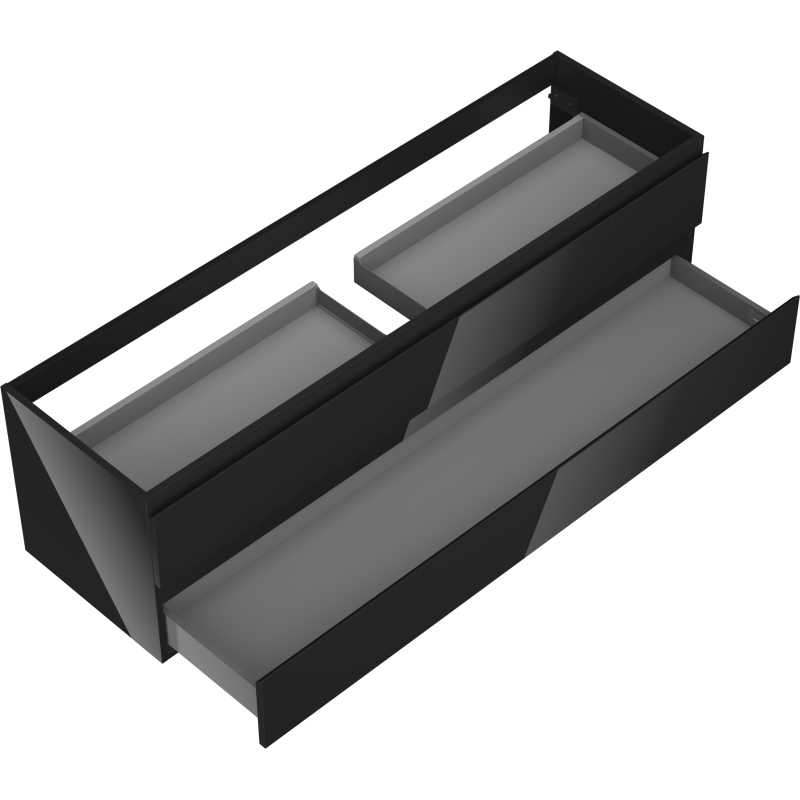 Mexen Orio koupelnová skříňka pod umyvadlo 160 cm, 2 zásuvky, černý lesk - 91A10-16047-2-BFF70