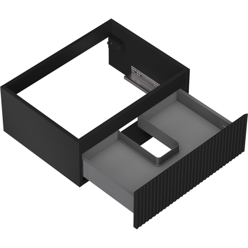 Mexen Rivel koupelnová skříňka pod umyvadlo 60 cm, 1 zásuvka, drážkovaná, černá mat - 91A20-06023-1-BF71