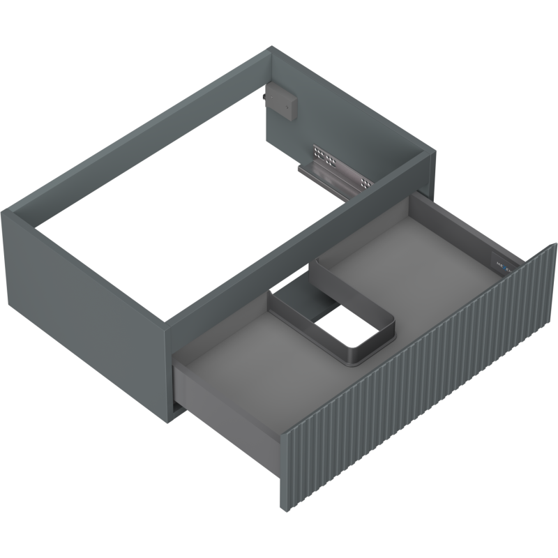 Mexen Rivel koupelnová skříňka pod umyvadlo 70 cm, 1 zásuvka, drážkovaná, grafitová matná - 91A20-07023-1-BF66