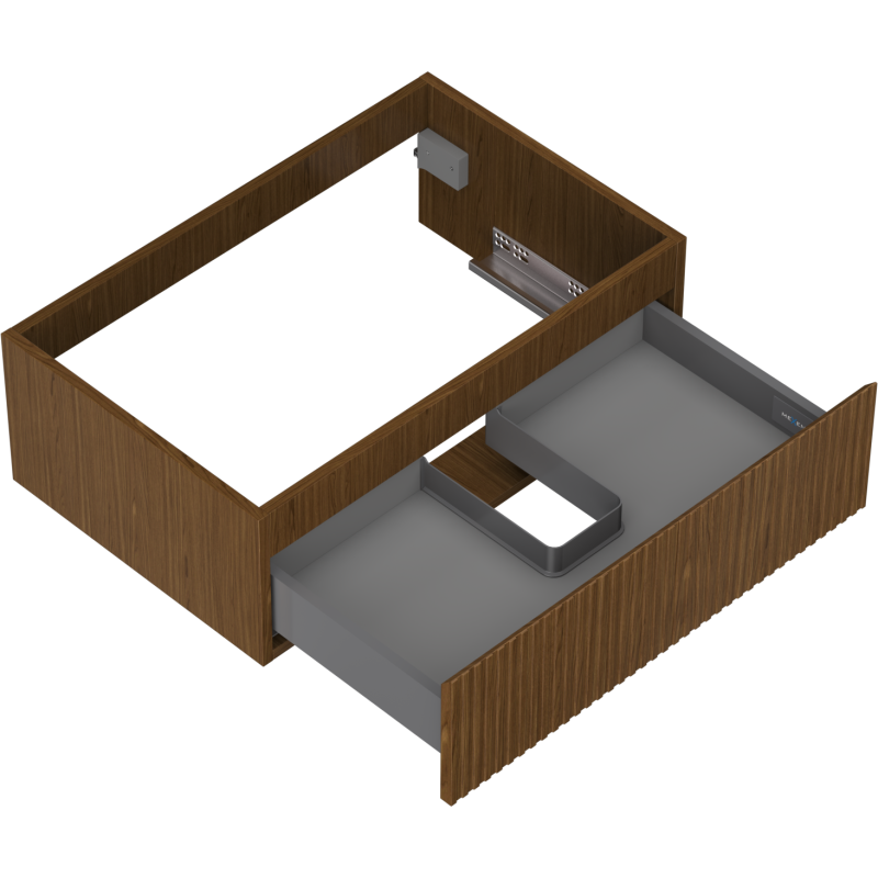 Mexen Rivel koupelnová skříňka pod umyvadlo 70 cm, 1 zásuvka, drážkovaná, ořech - 91A20-07023-1-BF86