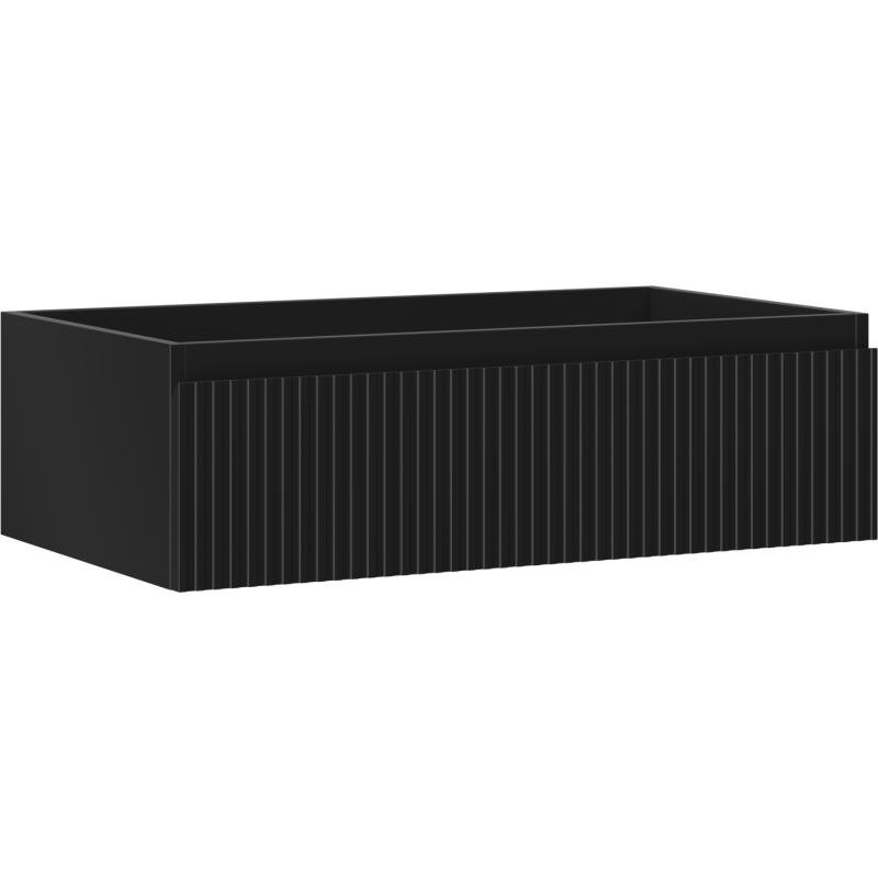 Mexen Rivel koupelnová skříňka pod umyvadlo 80 cm, 1 zásuvka, drážkovaná, černá mat - 91A20-08023-1-BF71