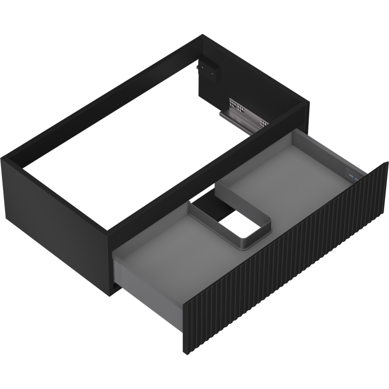 Mexen Rivel koupelnová skříňka pod umyvadlo 80 cm, 1 zásuvka, drážkovaná, černá mat - 91A20-08023-1-BF71