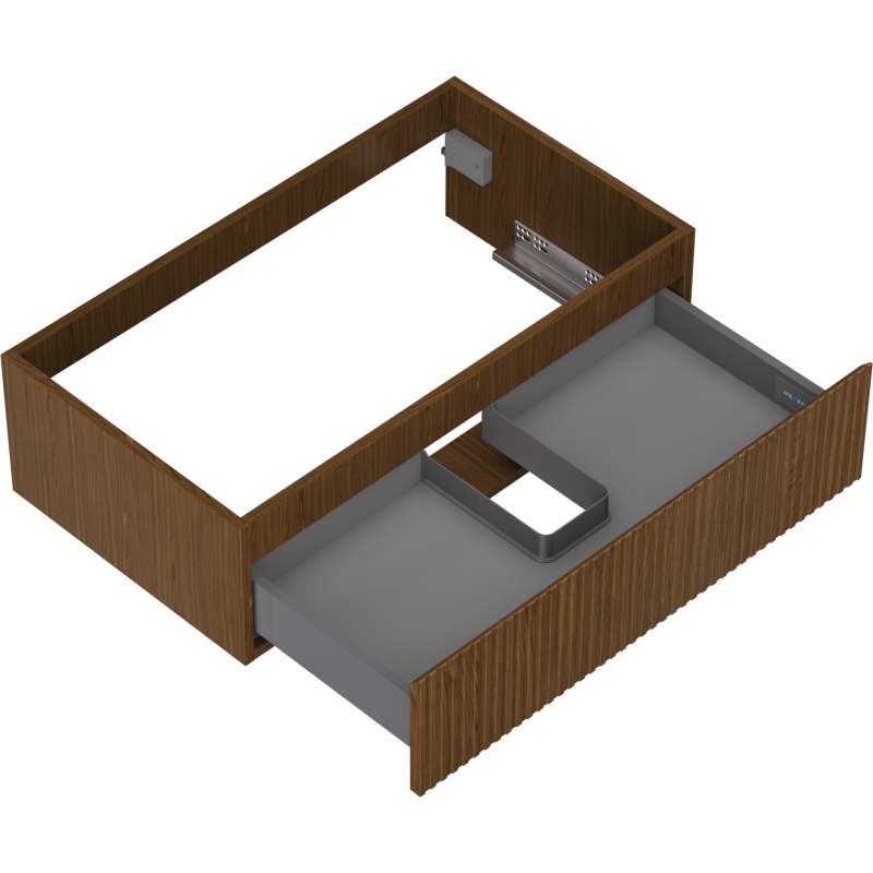 Mexen Rivel koupelnová skříňka pod umyvadlo 80 cm, 1 zásuvka, drážkovaná, ořech - 91A20-08023-1-BF86