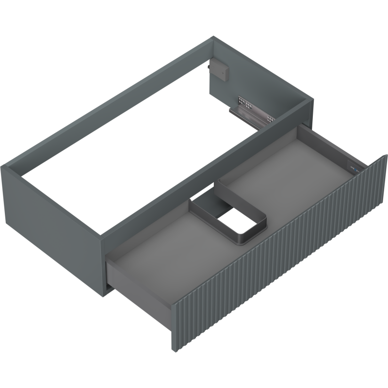 Mexen Rivel koupelnová skříňka pod umyvadlo 90 cm, 1 zásuvka, drážkovaná, grafit mat - 91A20-09023-1-BF66
