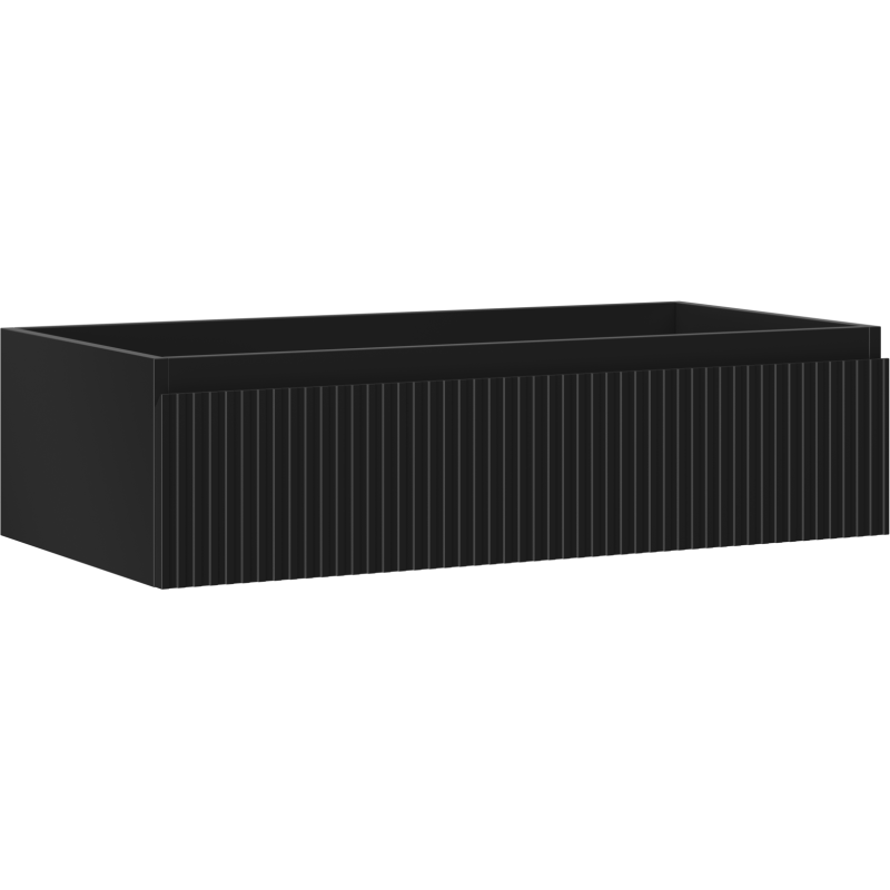 Mexen Rivel skříňka do koupelny pod umyvadlo 90 cm, 1 zásuvka, drážkovaná, černá mat - 91A20-09023-1-BF71