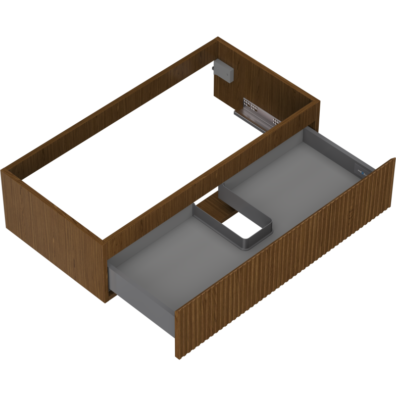Mexen Rivel koupelnová skříňka pod umyvadlo 90 cm, 1 zásuvka, drážkovaná, ořech - 91A20-09023-1-BF86