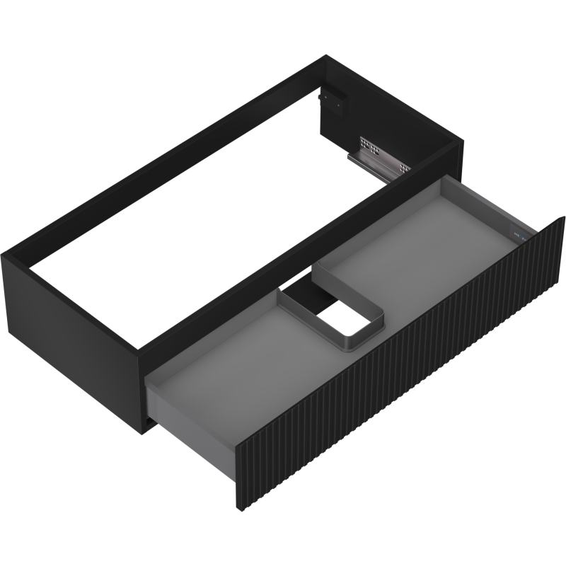 Mexen Rivel koupelnová skříňka pod umyvadlo 100 cm, 1 zásuvka, drážkovaná, černá matná - 91A20-10023-1-BF71
