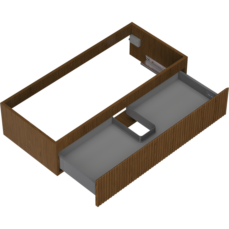 Mexen Rivel koupelnová skříňka pod umyvadlo 100 cm, 1 zásuvka, rýhovaná, ořech - 91A20-10023-1-BF86