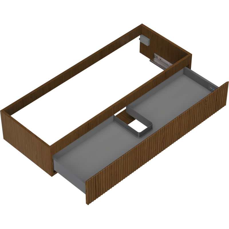 Mexen Rivel koupelnová skříňka pod umyvadlo 120 cm, 1 zásuvka, drážkovaná, ořech - 91A20-12023-1-BF86
