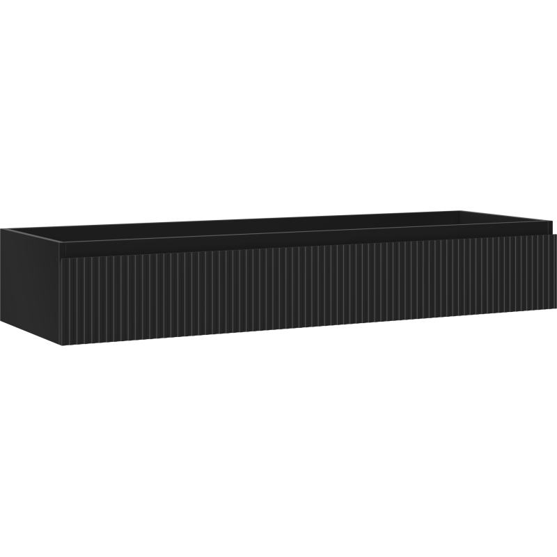 Mexen Rivel koupelnová skříňka pod umyvadlo 140 cm, 1 zásuvka, drážkovaná, černá mat - 91A20-14023-1-BF71