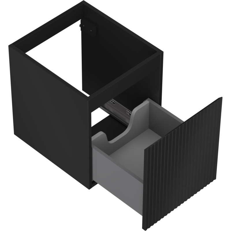 Mexen Rivel koupelnová skříňka pod umyvadlo 40 cm, 1 zásuvka, drážkovaná, černý mat - 91A20-04047-1-BF71