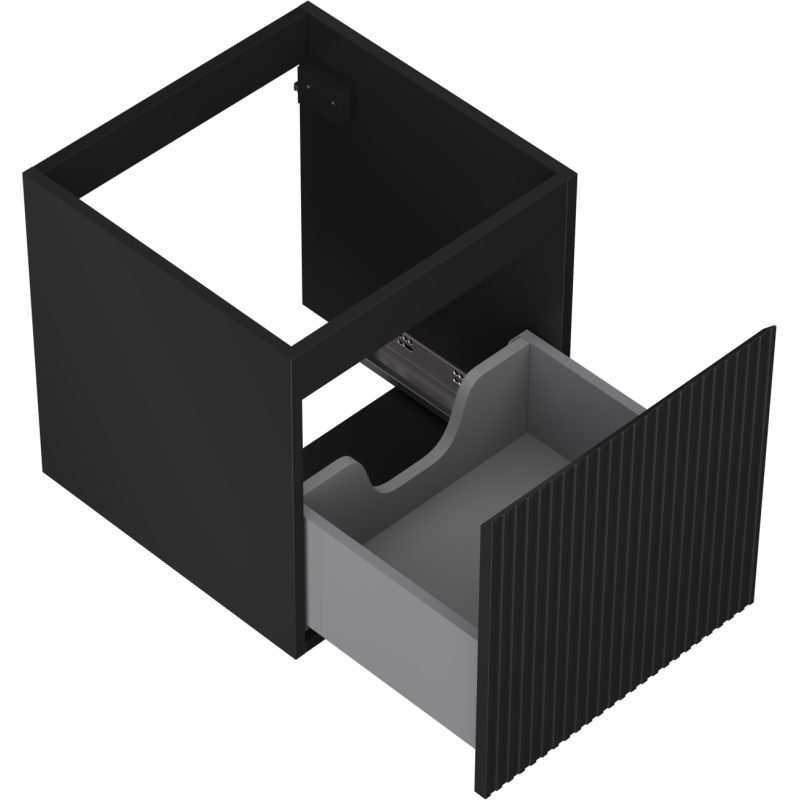 Mexen Rivel koupelnová skříňka pod umyvadlo 45 cm, 1 zásuvka, drážkovaná, černá mat - 91A20-04547-1-BF71