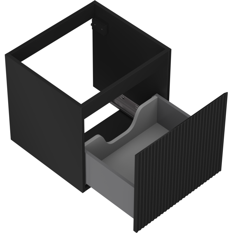 Mexen Rivel koupelnová skříňka pod umyvadlo 50 cm, 1 zásuvka, žebrovaná, černá matná - 91A20-05047-1-BF71