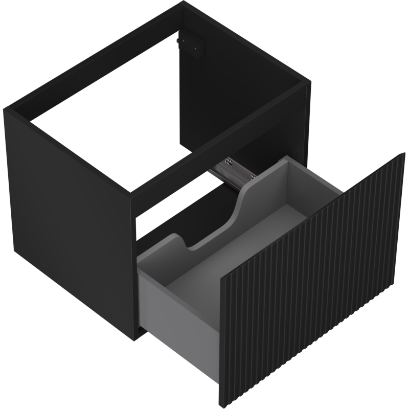 Mexen Rivel koupelnová skříňka pod umyvadlo 60 cm, 1 zásuvka, drážkovaná, černý mat - 91A20-06047-1-BF71