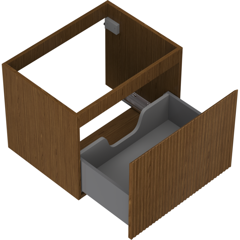 Mexen Rivel koupelnová skříňka pod umyvadlo 60 cm, 1 zásuvka, drážkovaná, ořech - 91A20-06047-1-BF86