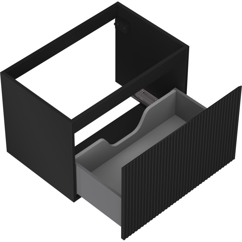 Mexen Rivel koupelnová skříňka pod umyvadlo 70 cm, 1 zásuvka, drážkovaná, černá mat - 91A20-07047-1-BF71