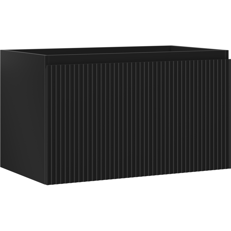 Mexen Rivel koupelnová skříňka pod umyvadlo 80 cm, 1 zásuvka, drážkovaná, černá mat - 91A20-08047-1-BF71