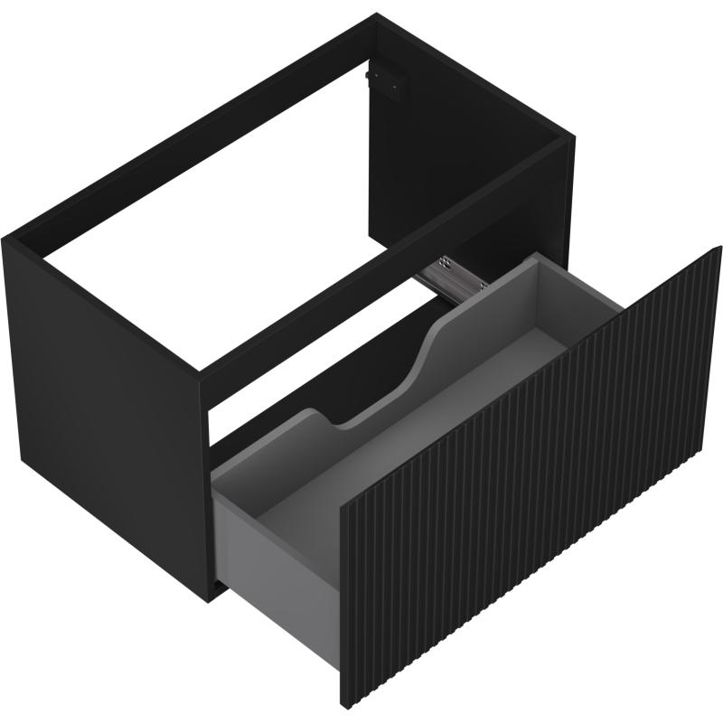 Mexen Rivel koupelnová skříňka pod umyvadlo 80 cm, 1 zásuvka, drážkovaná, černá mat - 91A20-08047-1-BF71