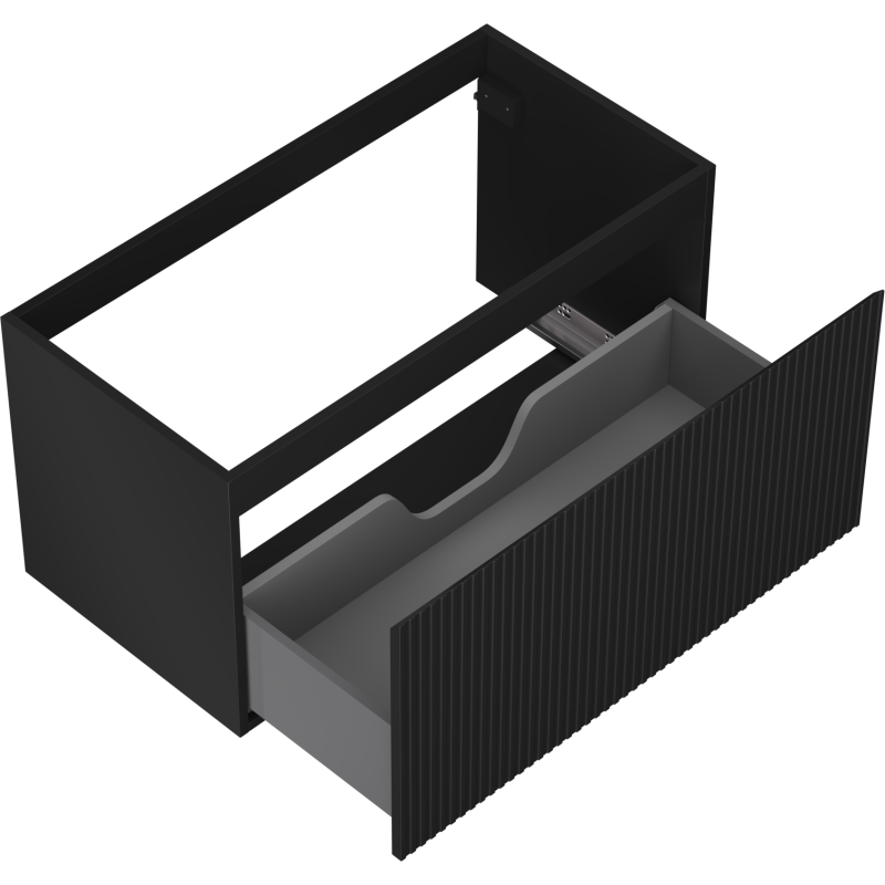 Mexen Rivel koupelnová skříňka pod umyvadlo 90 cm, 1 zásuvka, drážkovaná, černá mat - 91A20-09047-1-BF71