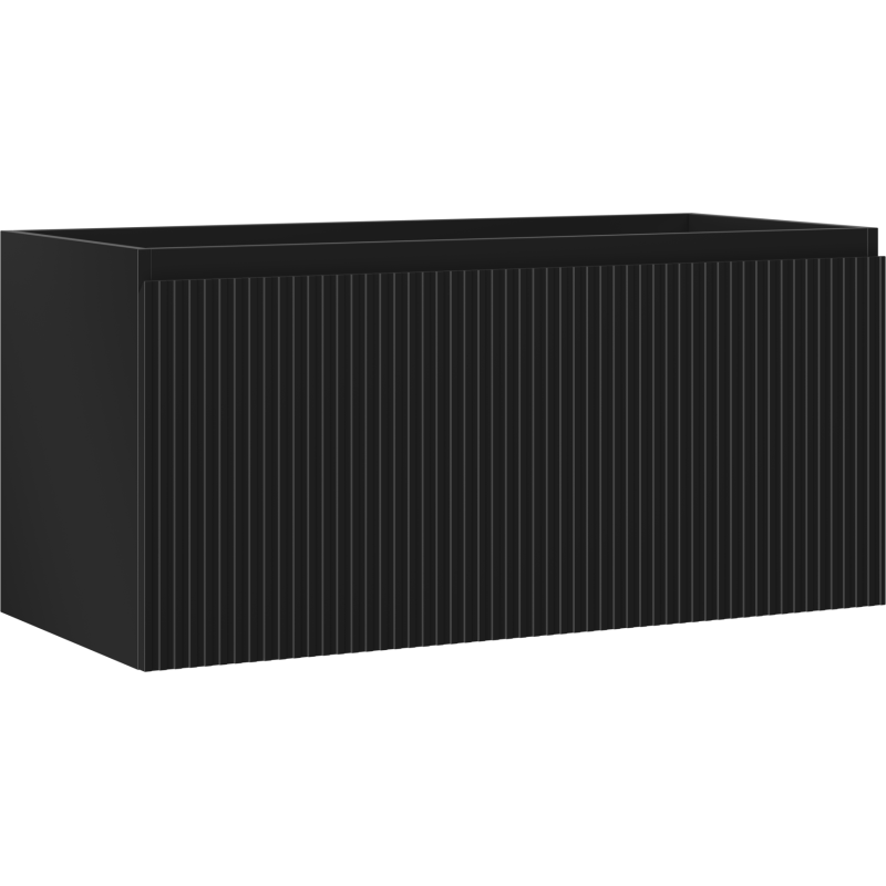 Mexen Rivel koupelnová skříňka pod umyvadlo 100 cm, 1 zásuvka, rýhovaná, černá matná - 91A20-10047-1-BF71