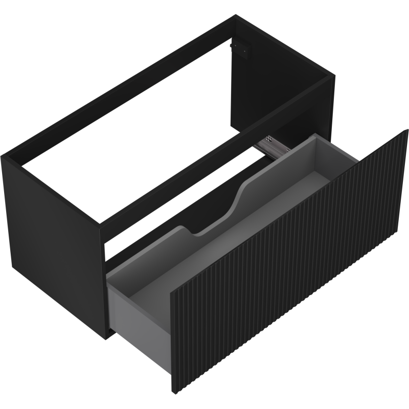 Mexen Rivel koupelnová skříňka pod umyvadlo 100 cm, 1 zásuvka, rýhovaná, černá matná - 91A20-10047-1-BF71