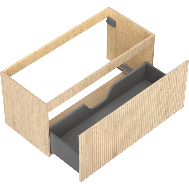 Mexen Rivel koupelnová skříňka pod umyvadlo 100 cm, 1 zásuvka, drážkovaná, dub - 91A20-10047-1-BF81